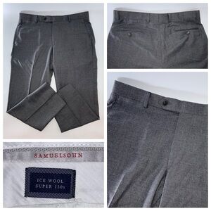 Samuelsohn Dress Pants Men’s 36x27 Gray Ice Wool Super 150’s Flat Front YGI W5-5